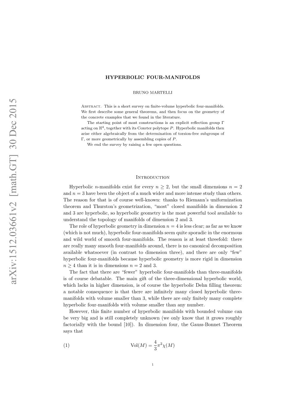 Hyperbolic Four-Manifolds