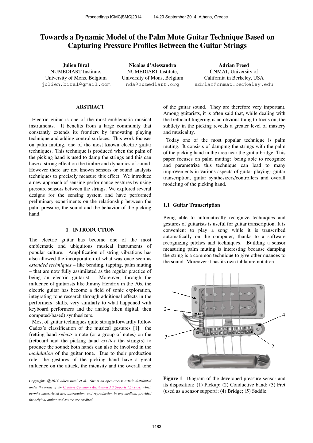 Towards a Dynamic Model of the Palm Mute Guitar Technique Based on Capturing Pressure Proﬁles Between the Guitar Strings