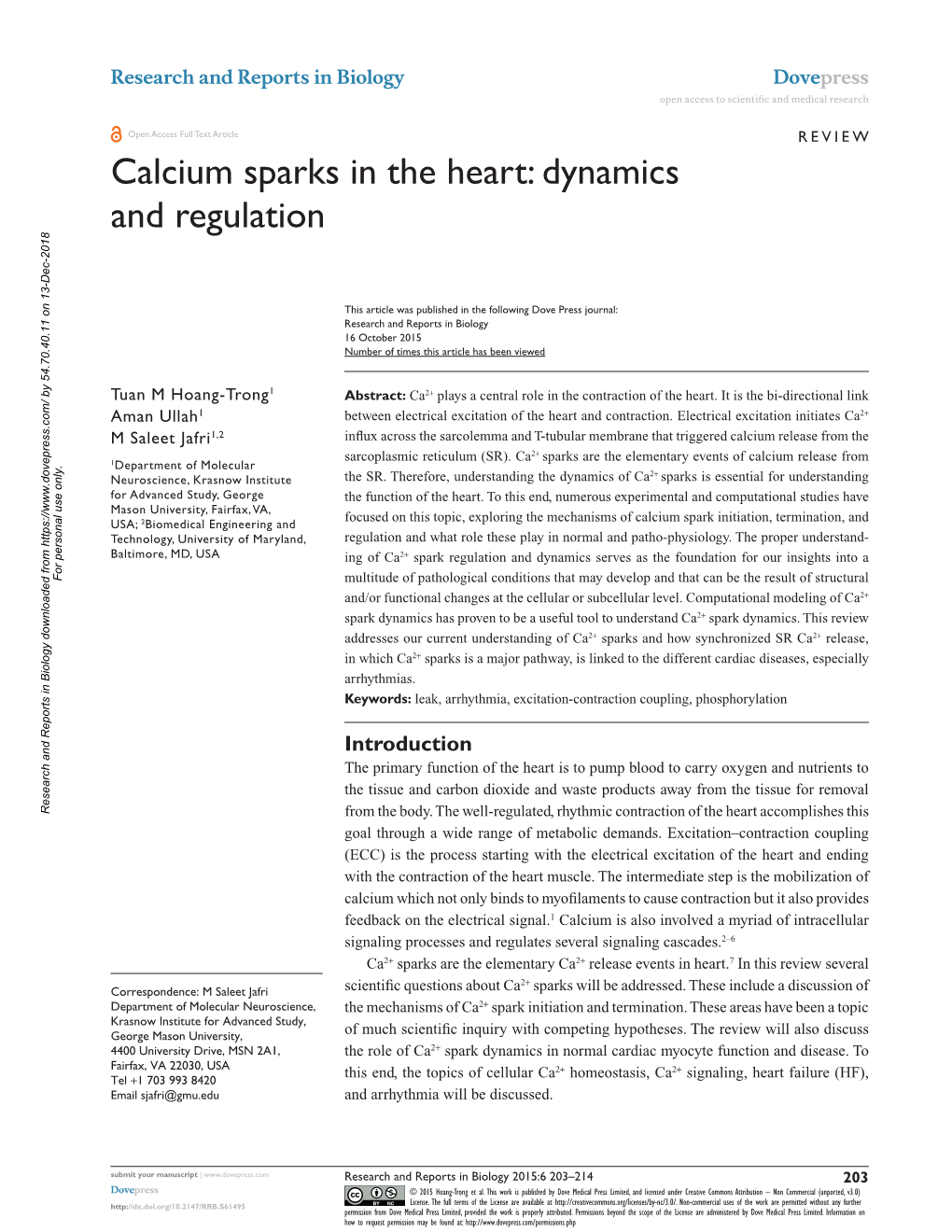 Calcium Sparks in the Heart: Dynamics and Regulation