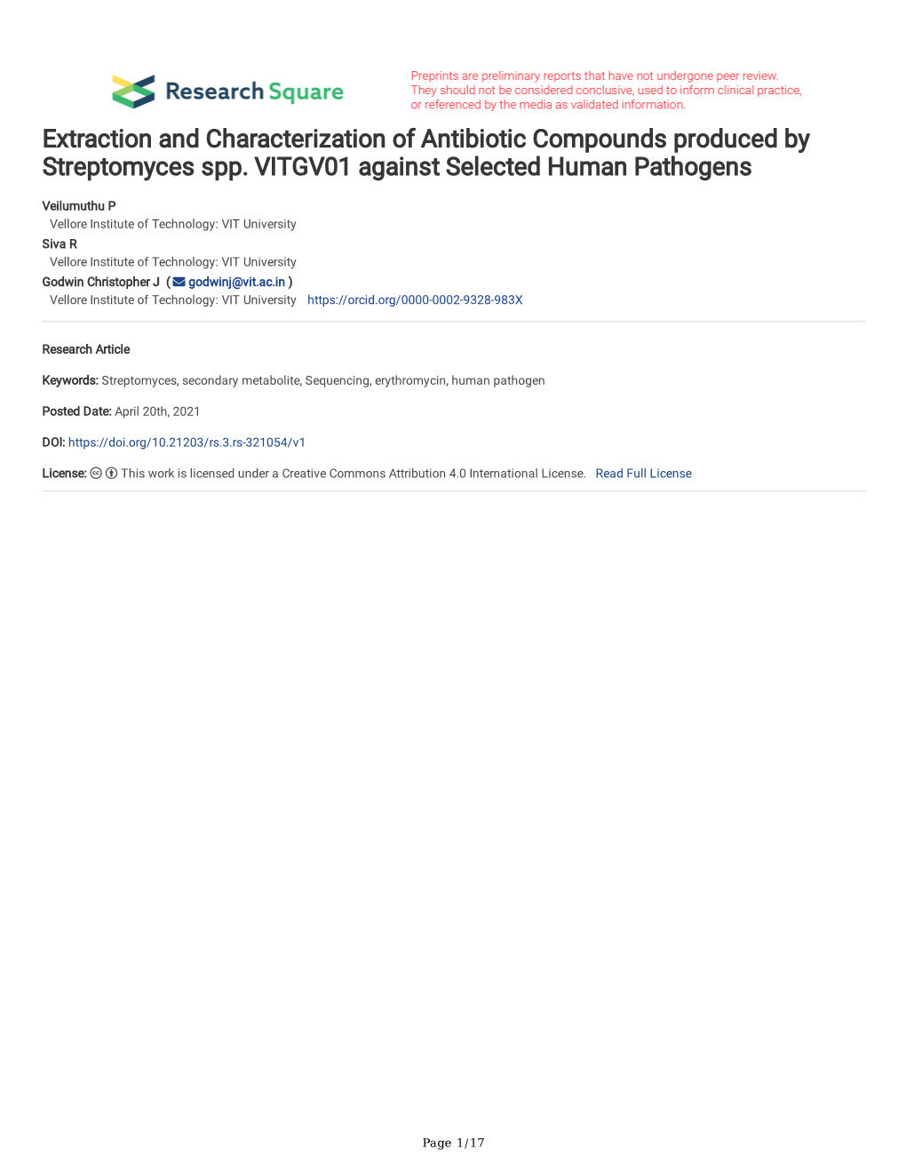 Extraction and Characterization of Antibiotic Compounds Produced by Streptomyces Spp