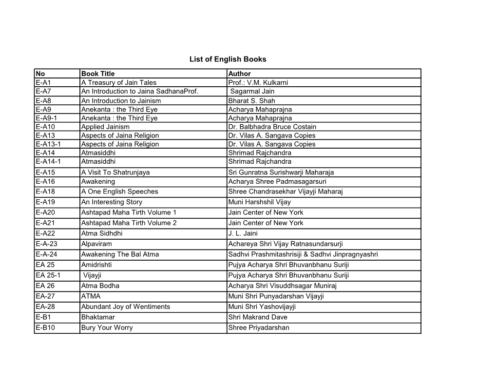 List of English Books