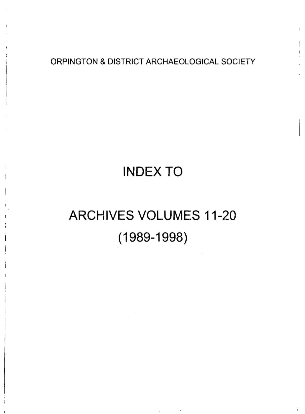 Index to Archives Volumes 11-20 (1989-1998)