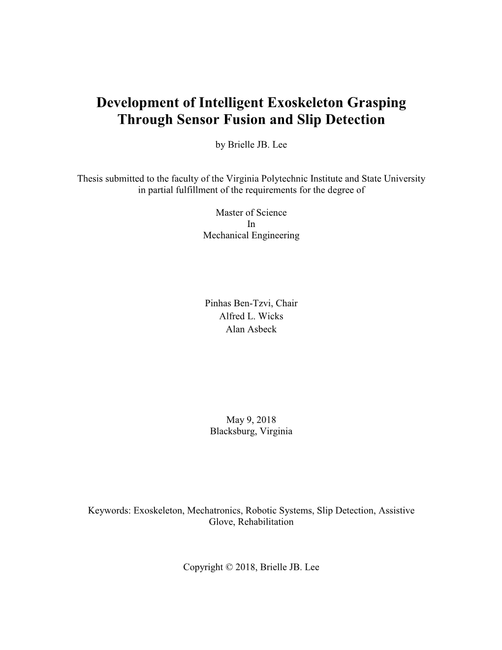 Development of Intelligent Exoskeleton Grasping Through Sensor Fusion and Slip Detection