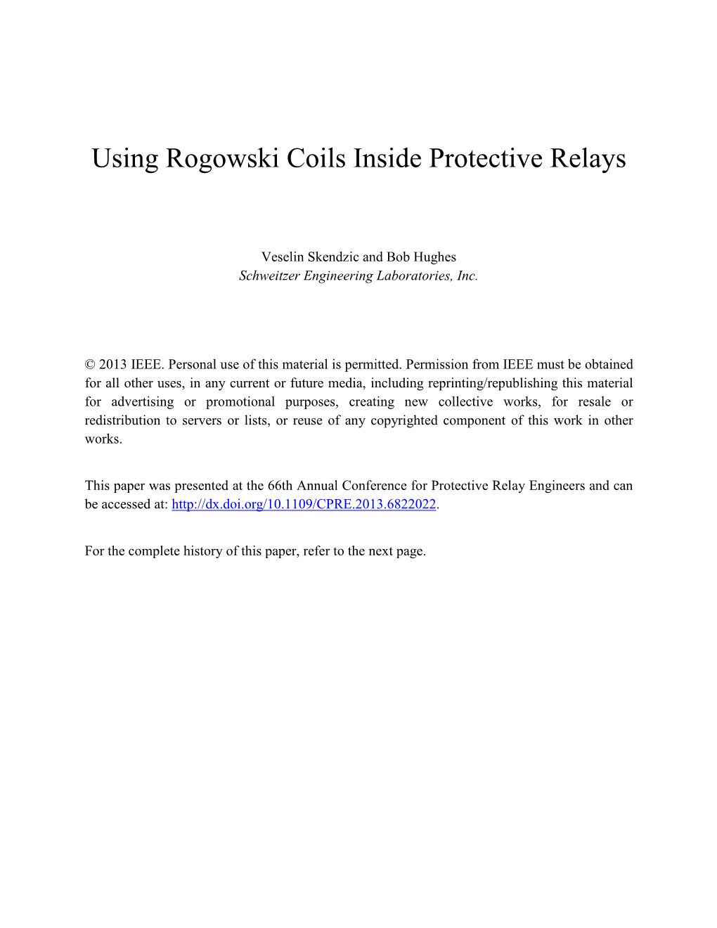 Using Rogowski Coils Inside Protective Relays