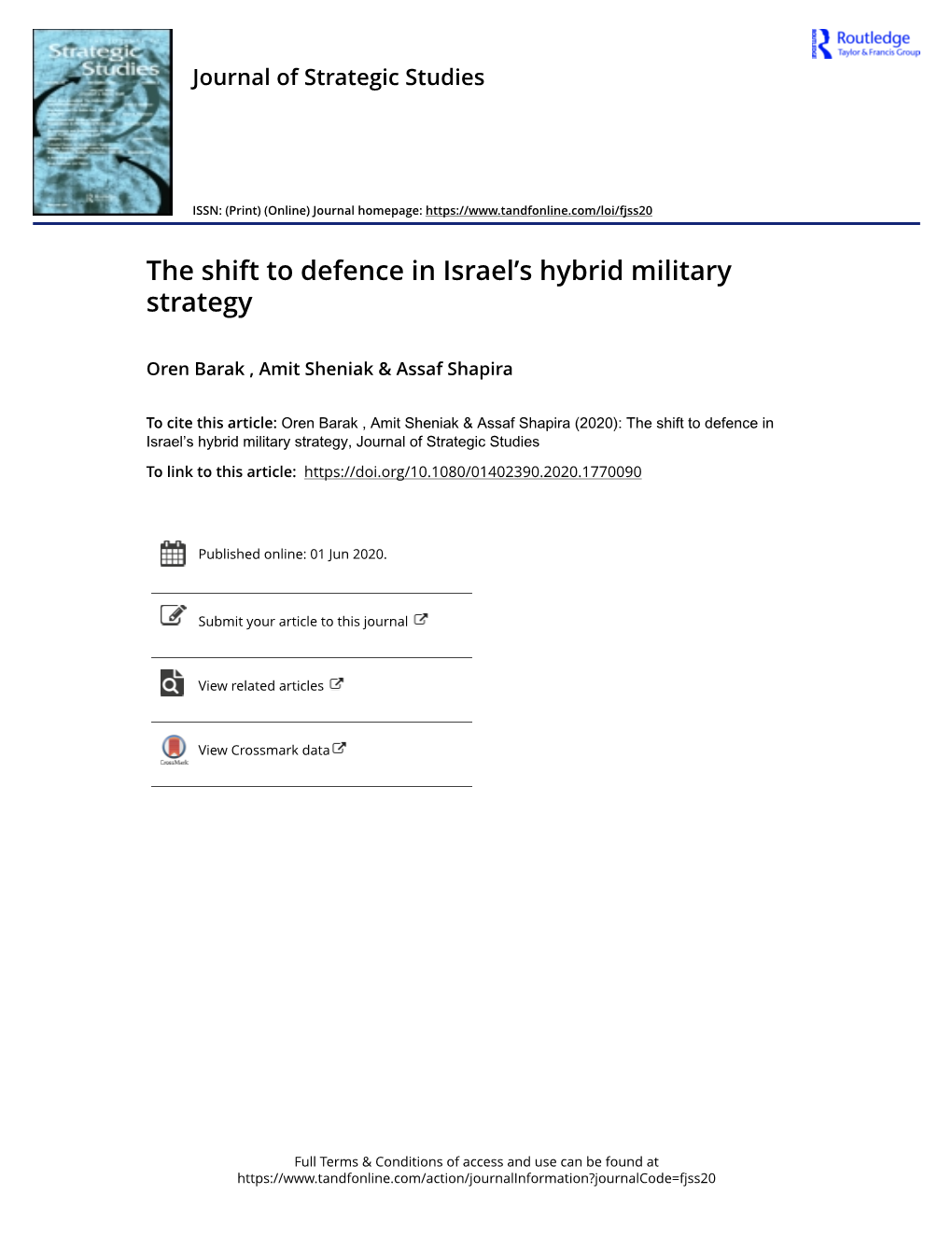 The Shift to Defence in Israel's Hybrid Military Strategy