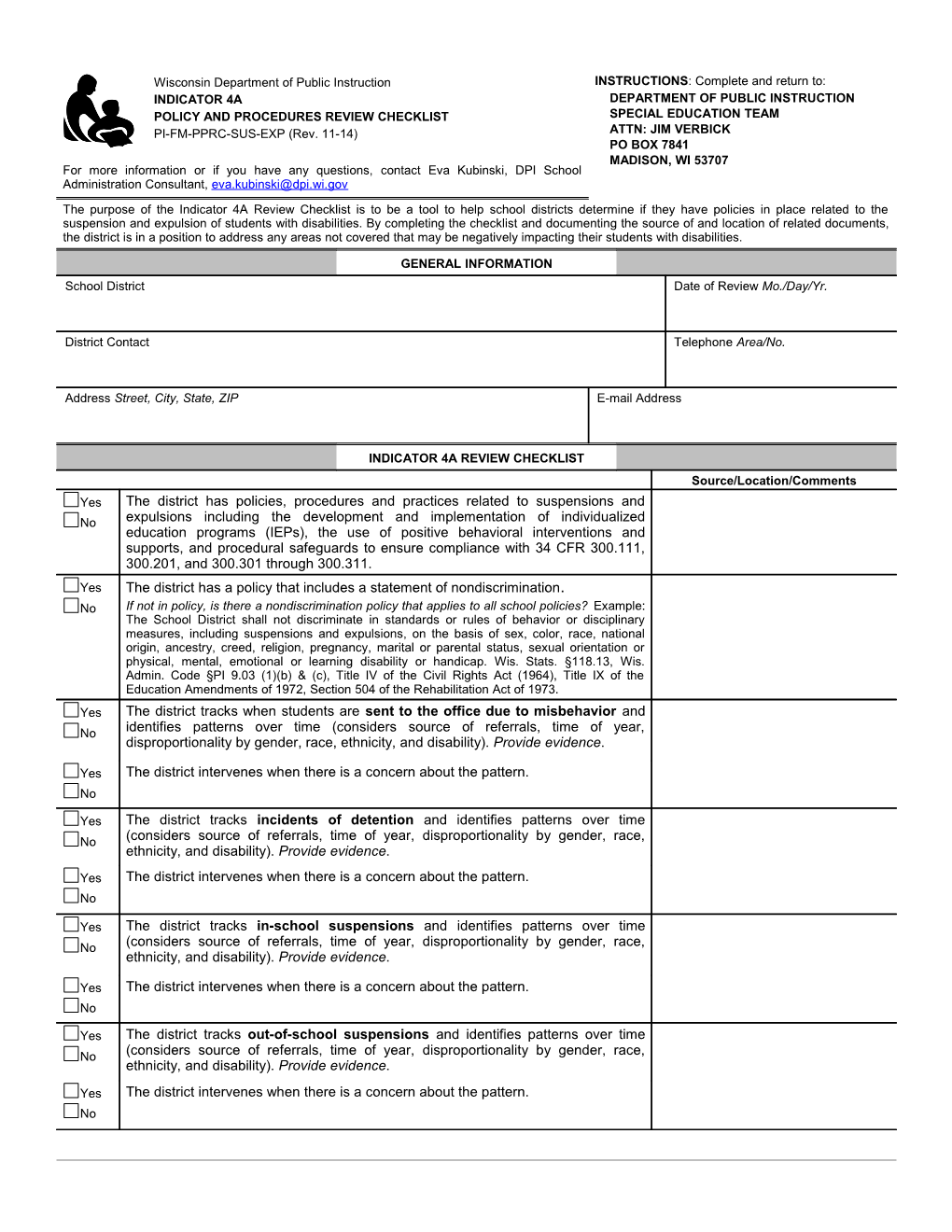 Procedural Compliance Self-Assessment Evaluation Record Review Checklist