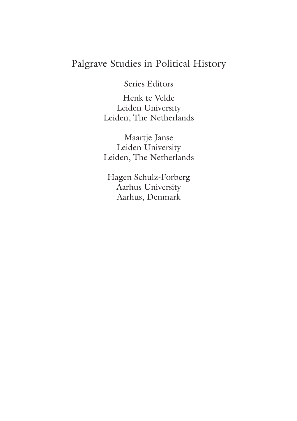 Palgrave Studies in Political History