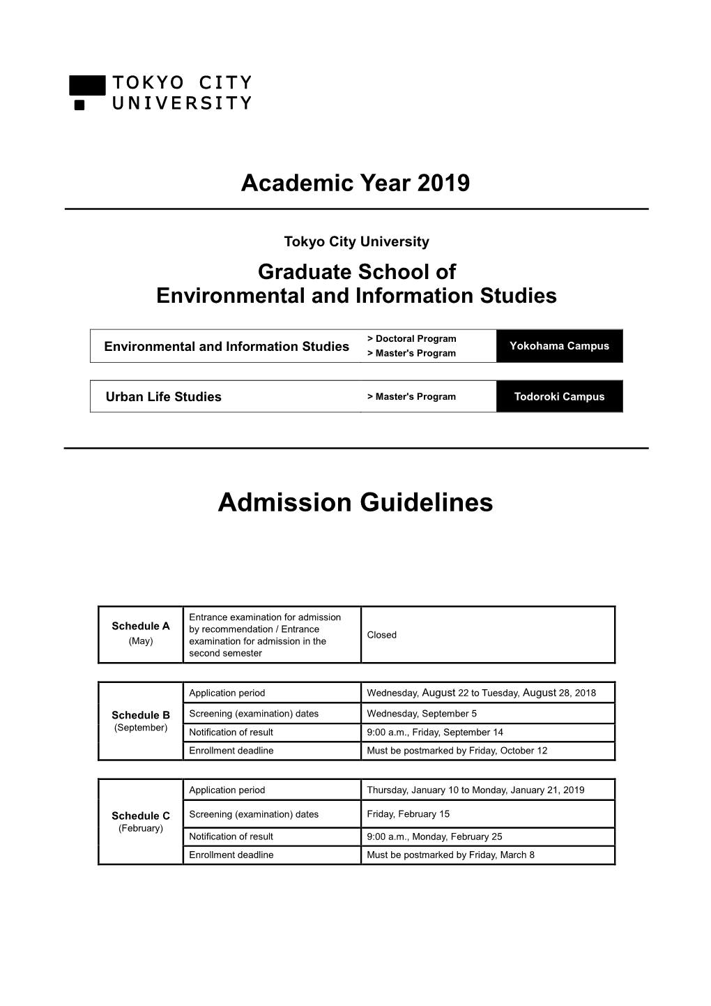 Admission Guidelines