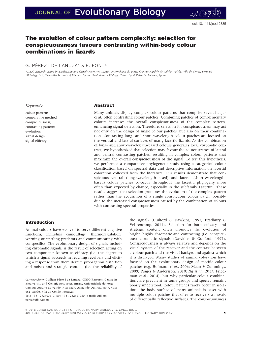 The Evolution of Colour Pattern Complexity: Selection for Conspicuousness Favours Contrasting Within-Body Colour Combinations in Lizards