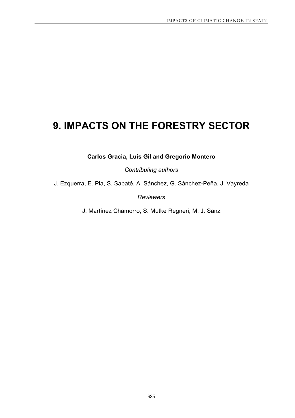 9. Impacts on the Forestry Sector