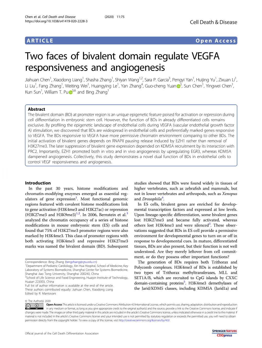 Two Faces of Bivalent Domain Regulate VEGFA Responsiveness and Angiogenesis