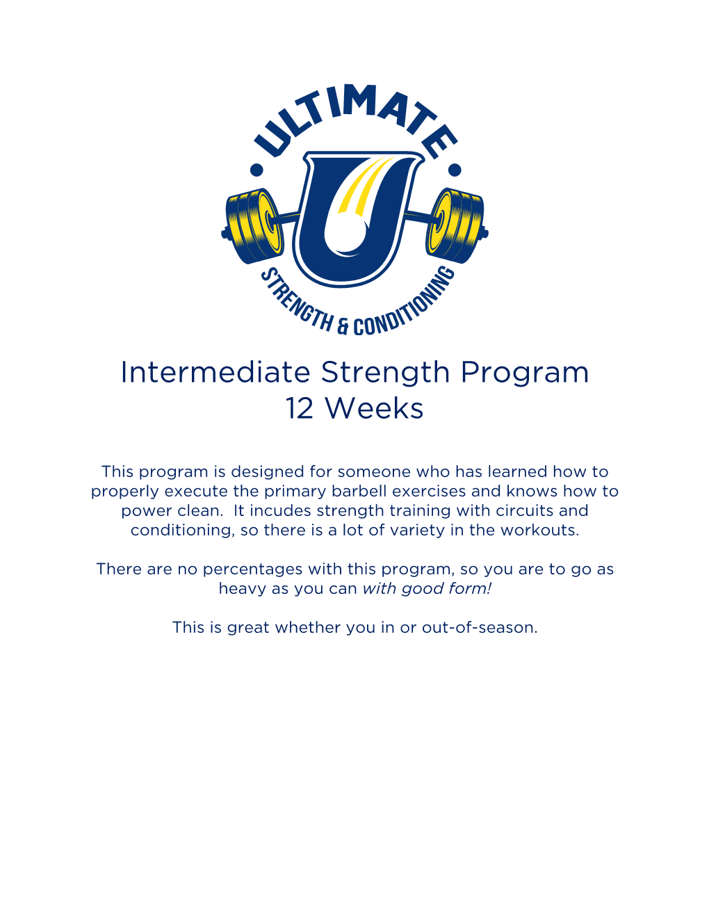 Intermediate Strength Program 12 Weeks