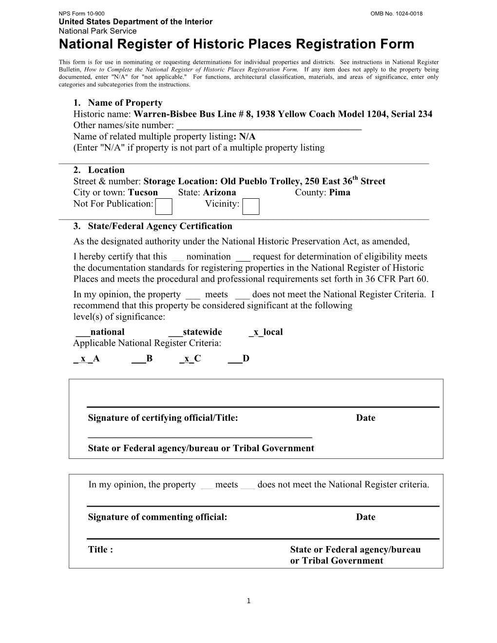 Warren-Bisbee Bus Line #8 DRAFT NRHP Nomination Form Download