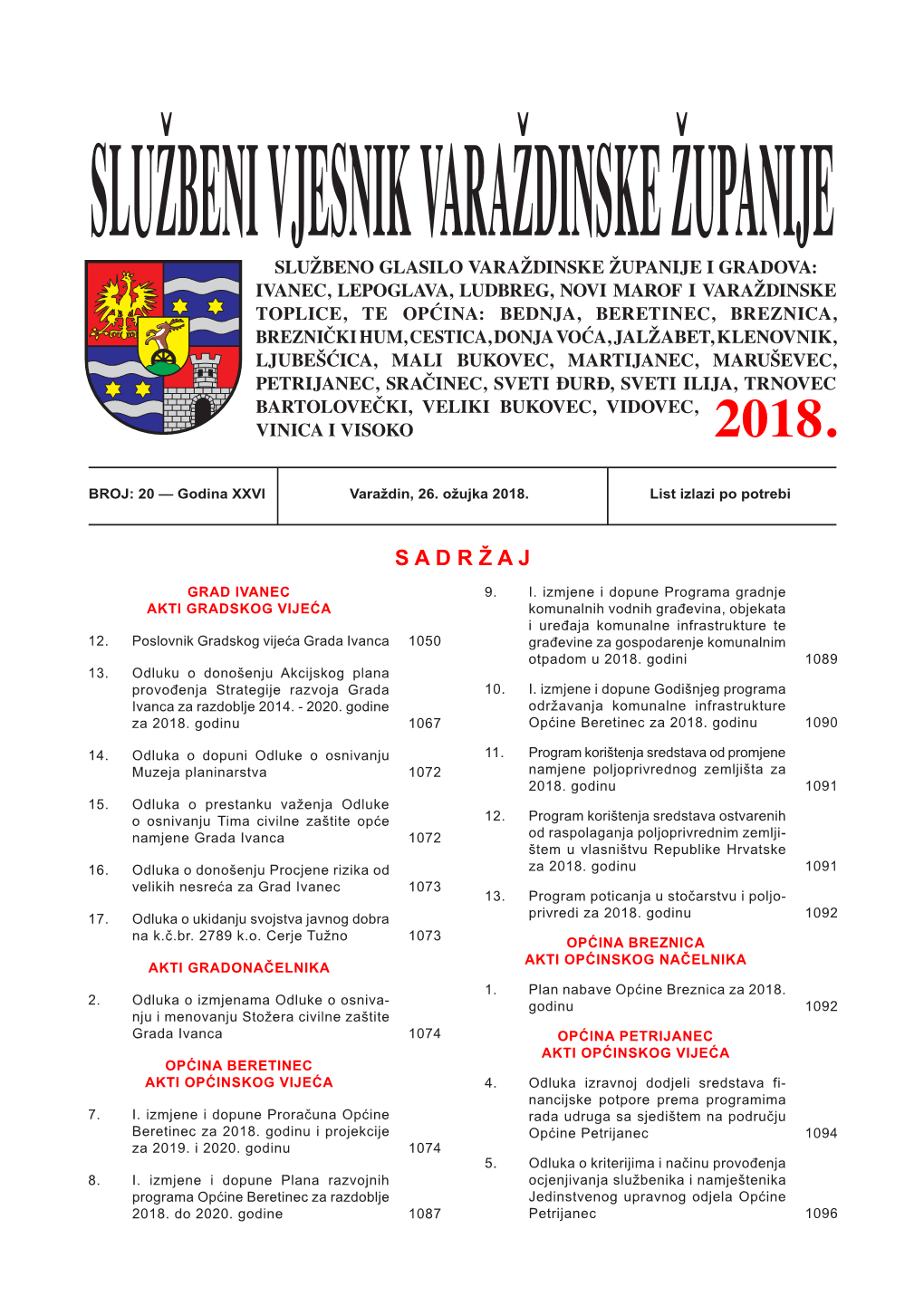 Općina Petrijanec Akti Općinskog Vijeća Općina Beretinec Akti Općinskog Vijeća 4