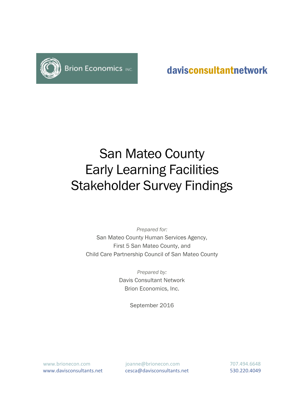 San Mateo County Early Learning Facilities Stakeholder Survey Findings