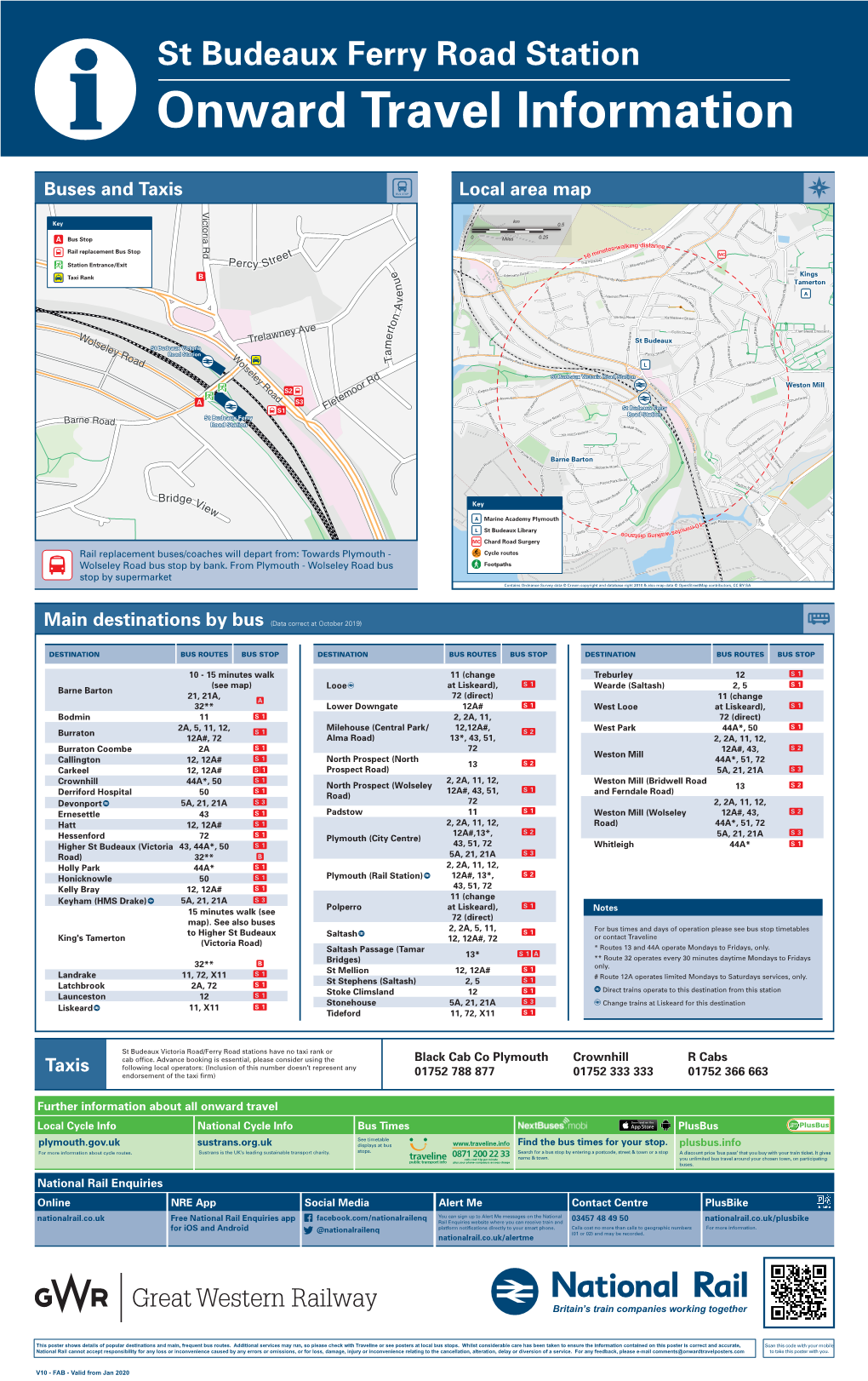 St Budeaux Ferry Road Station I Onward Travel Information Buses and Taxis Local Area Map