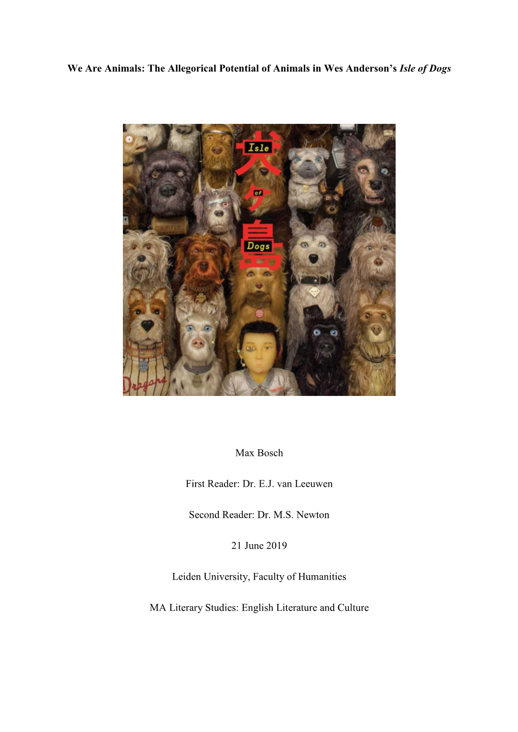 The Allegorical Potential of Animals in Wes Anderson's Isle of Dogs Max