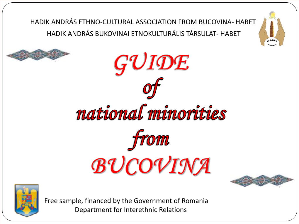 HADIK ANDRÁS ETHNO-CULTURAL ASSOCIATION from BUCOVINA- HABET HADIK ANDRÁS BUKOVINAI ETNOKULTURÁLIS TÁRSULAT- HABET Free Samp