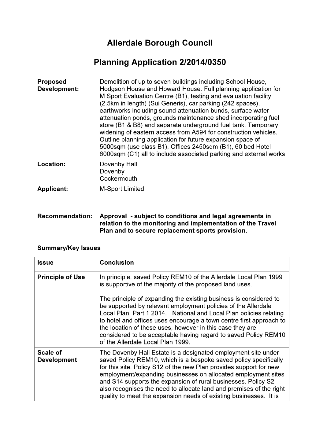 Allerdale Borough Council Planning Application 2/2014/0350