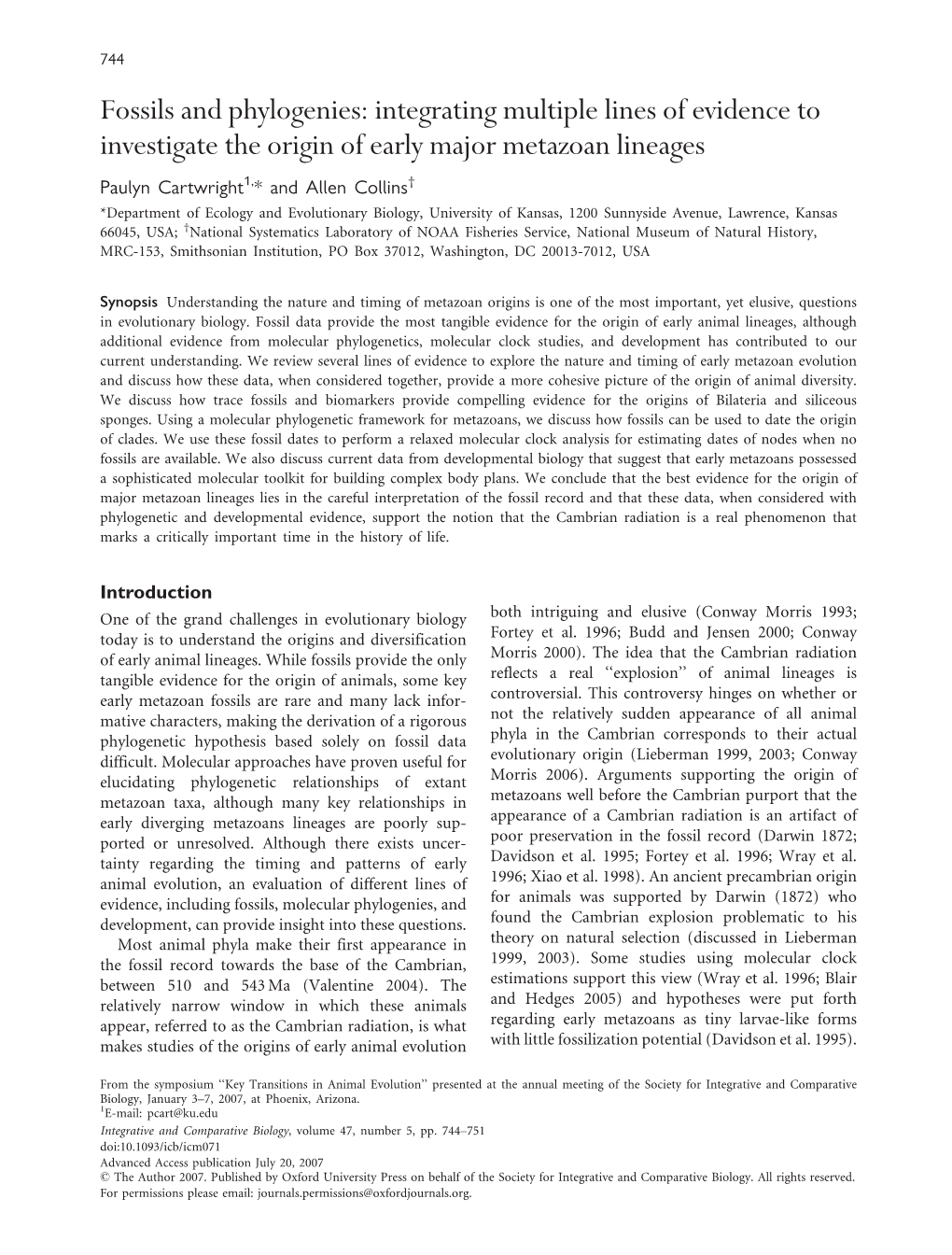 Fossils and Phylogenies