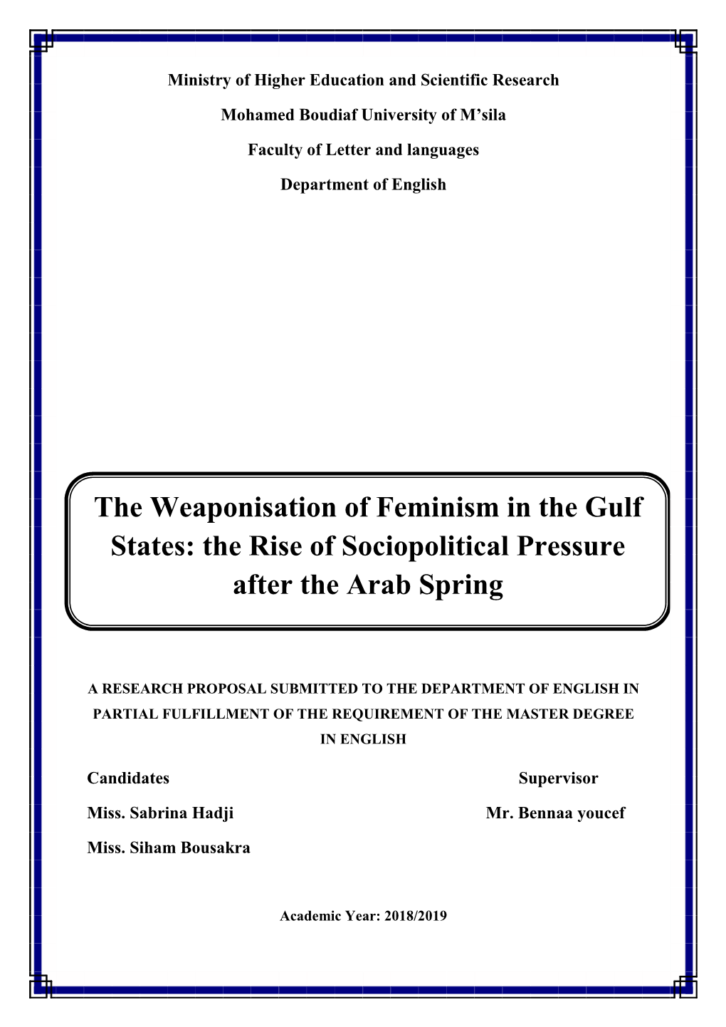 The Weaponisation of Feminism in the Gulf States: the Rise of Sociopolitical Pressure After the Arab Spring