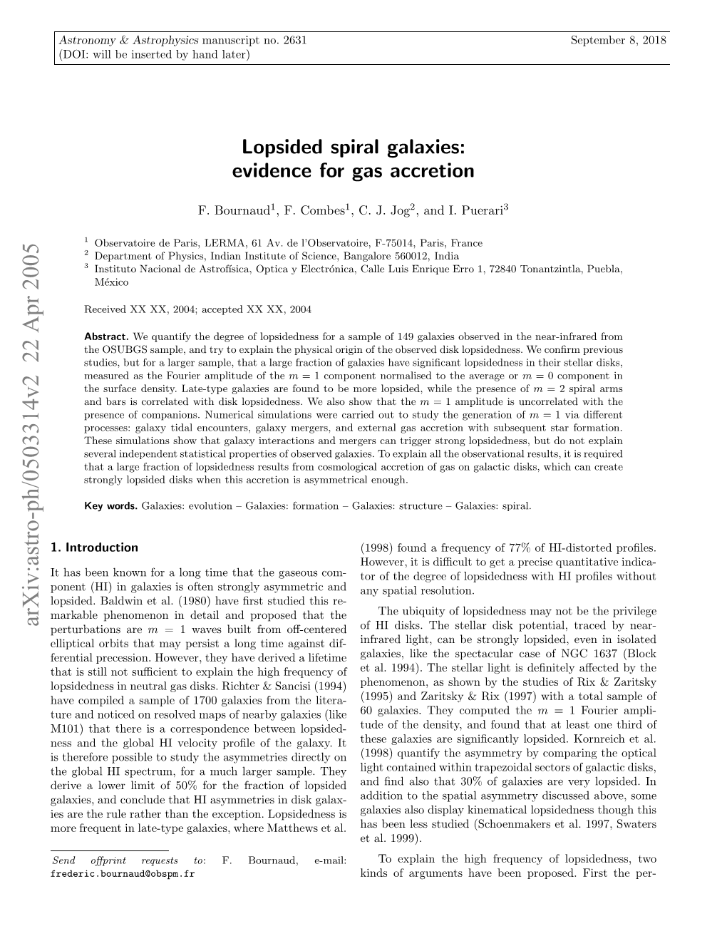 Lopsided Spiral Galaxies: Evidence for Gas Accretion Turbation Might Be Longer-Lived Than Previously Thought, Vaucouleurs Et Al