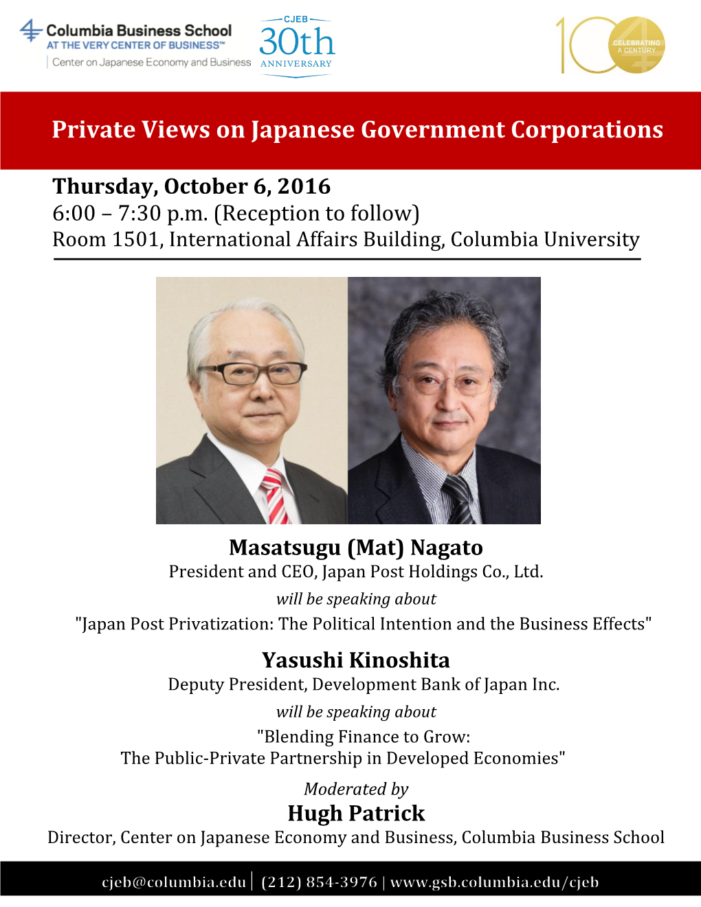 Private Views on Japanese Government Corporations