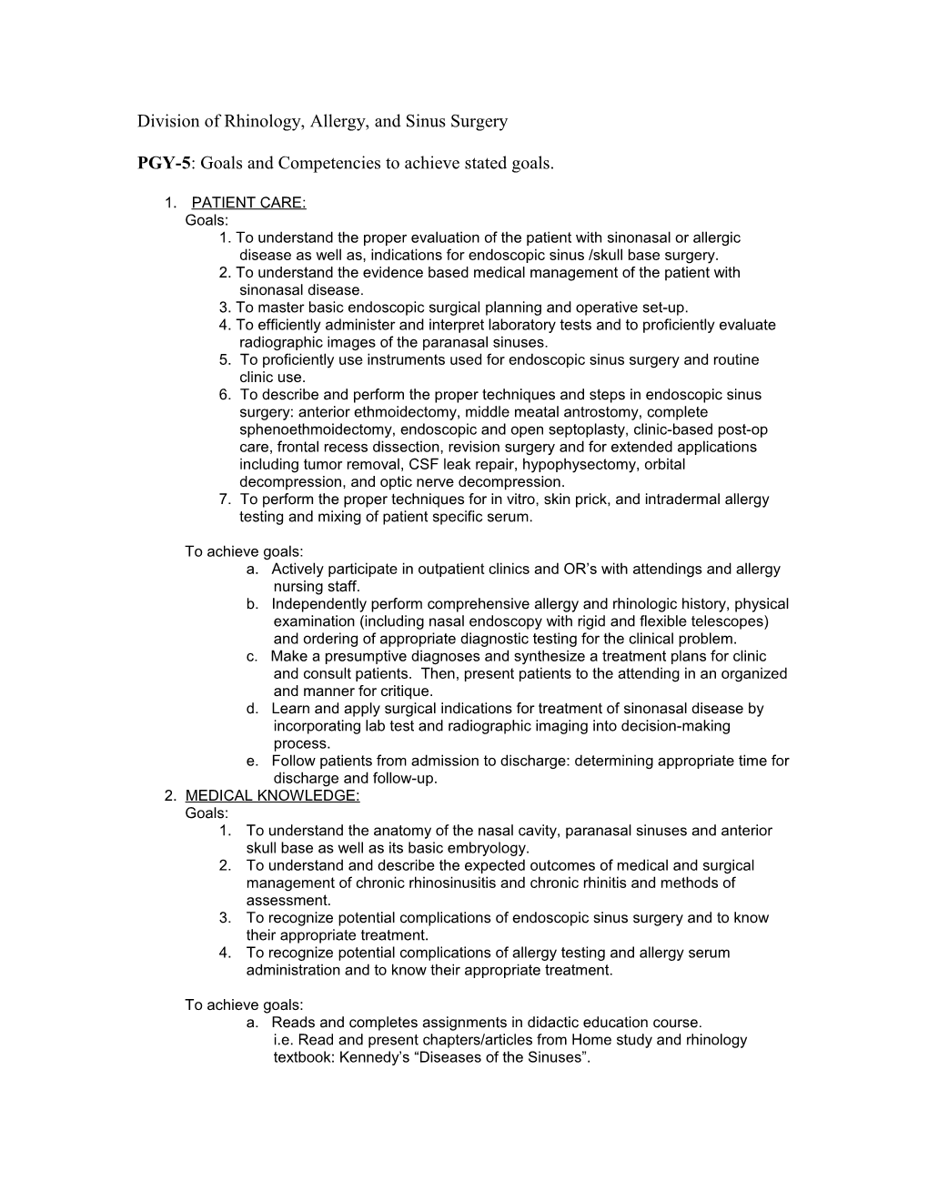 Division of Rhinology, Allergy, and Sinus Surgery