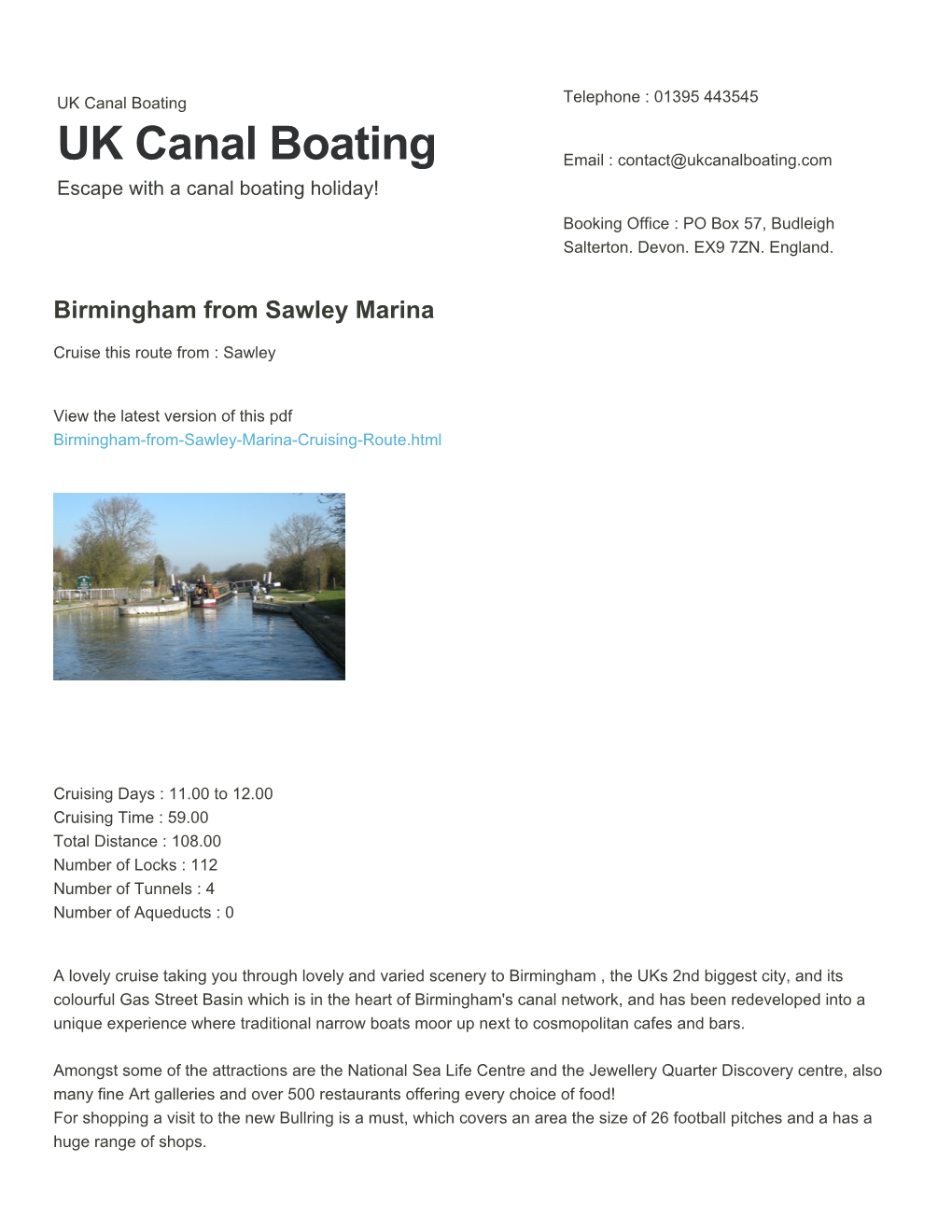 Birmingham from Sawley Marina | UK Canal Boating