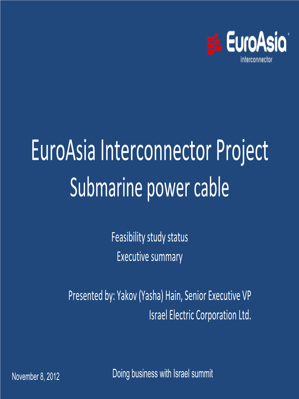 Euroasia Interconnector Project Submarine Power Cable