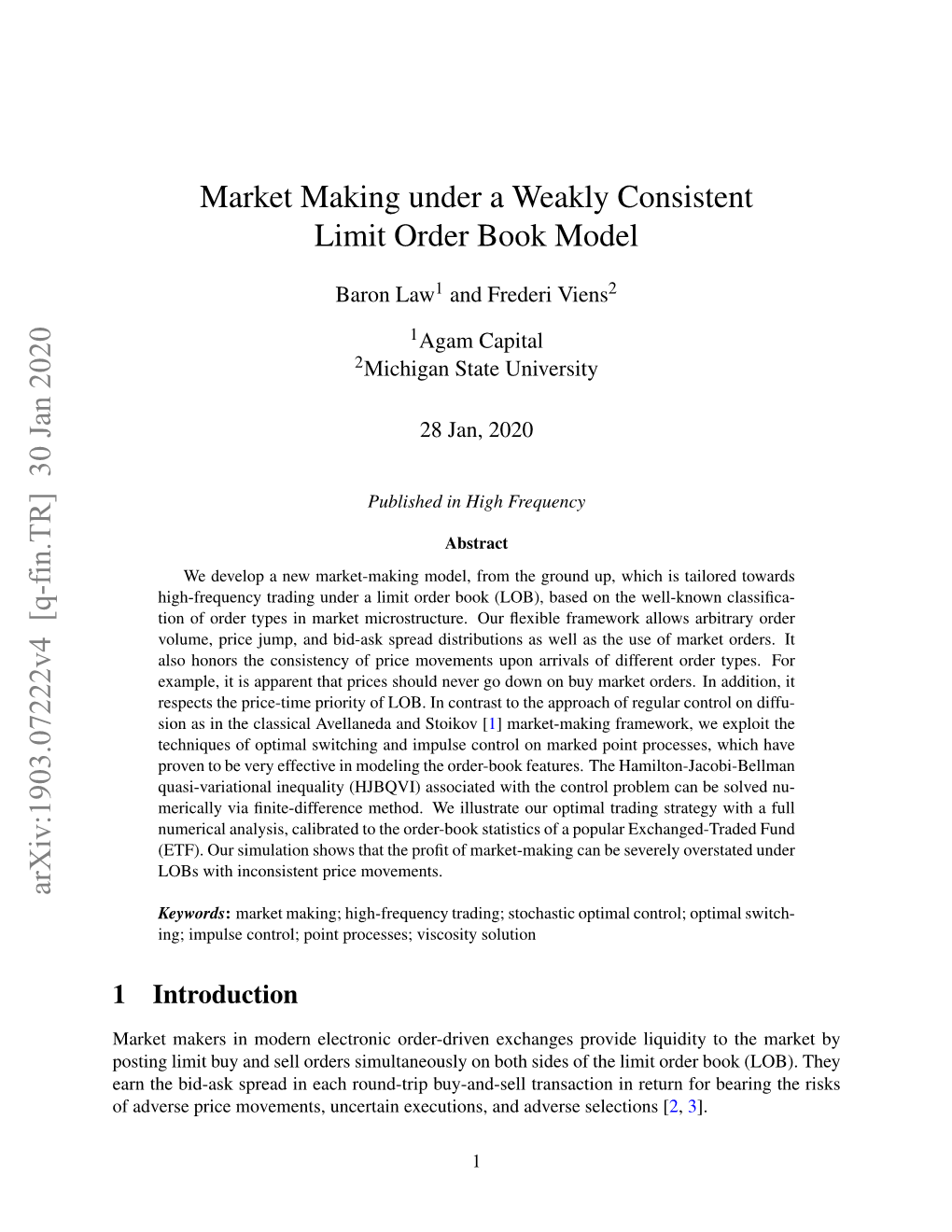 A Pure-Jump Market-Making Model for High-Frequency Trading