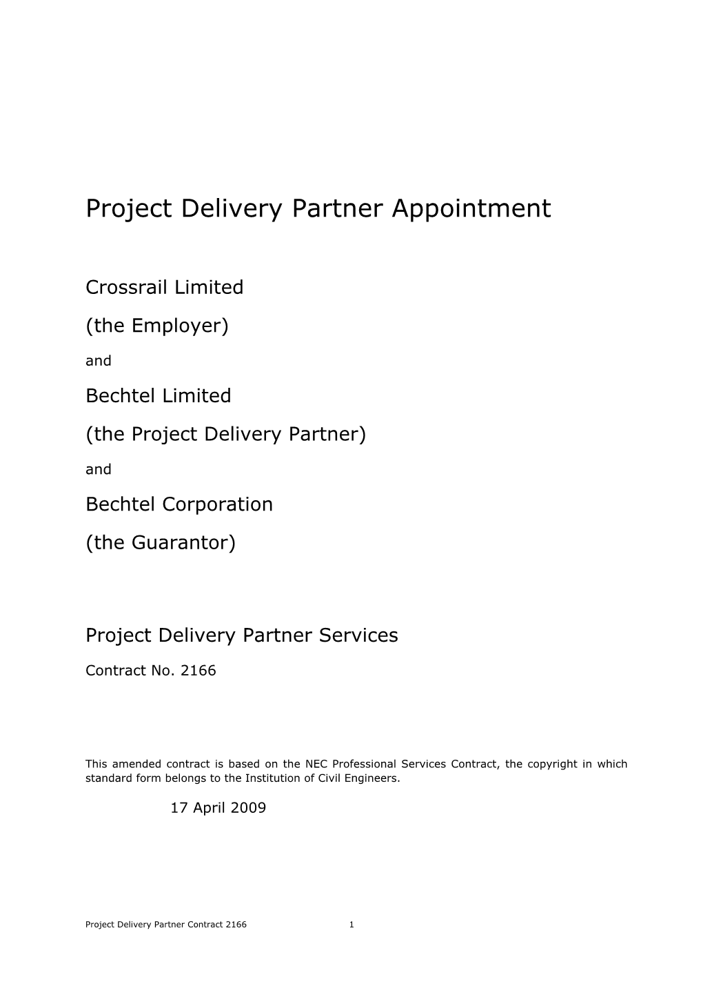 Project Delivery Partner Appointment