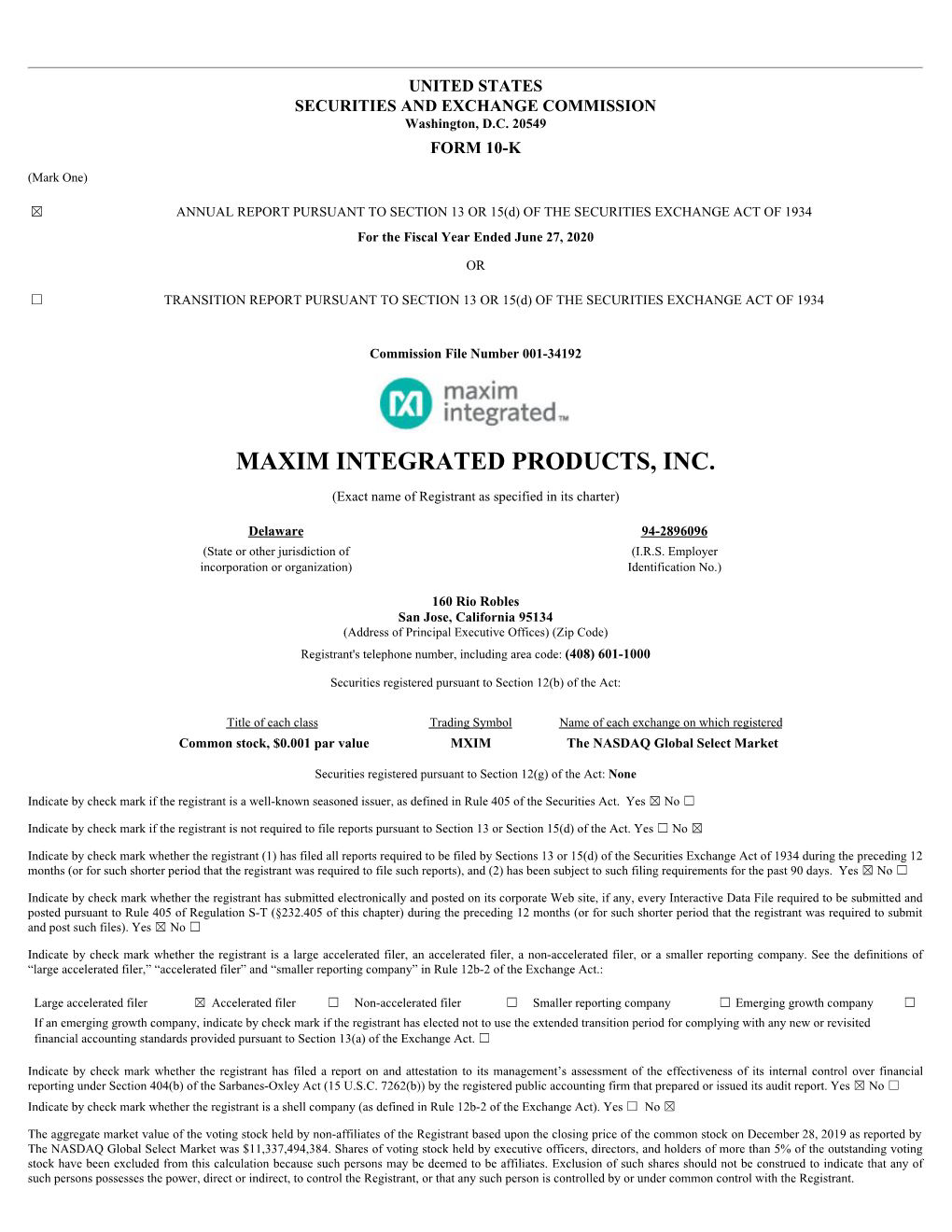 Maxim Integrated Products, Inc