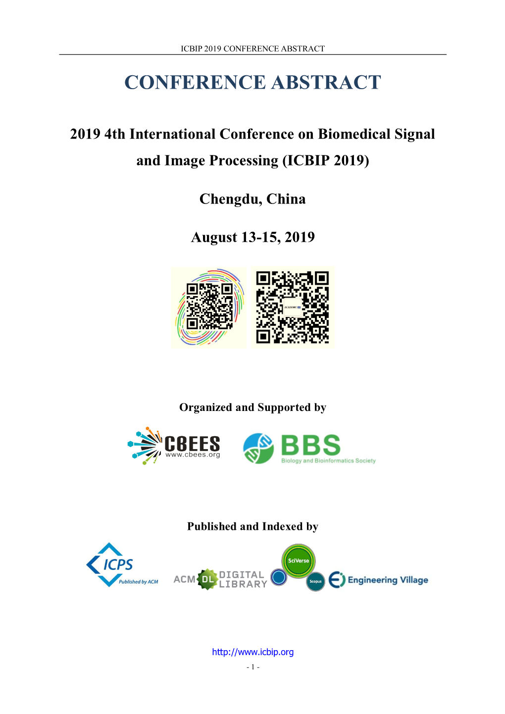 Program of ICBIP 2019 Is Updated Now