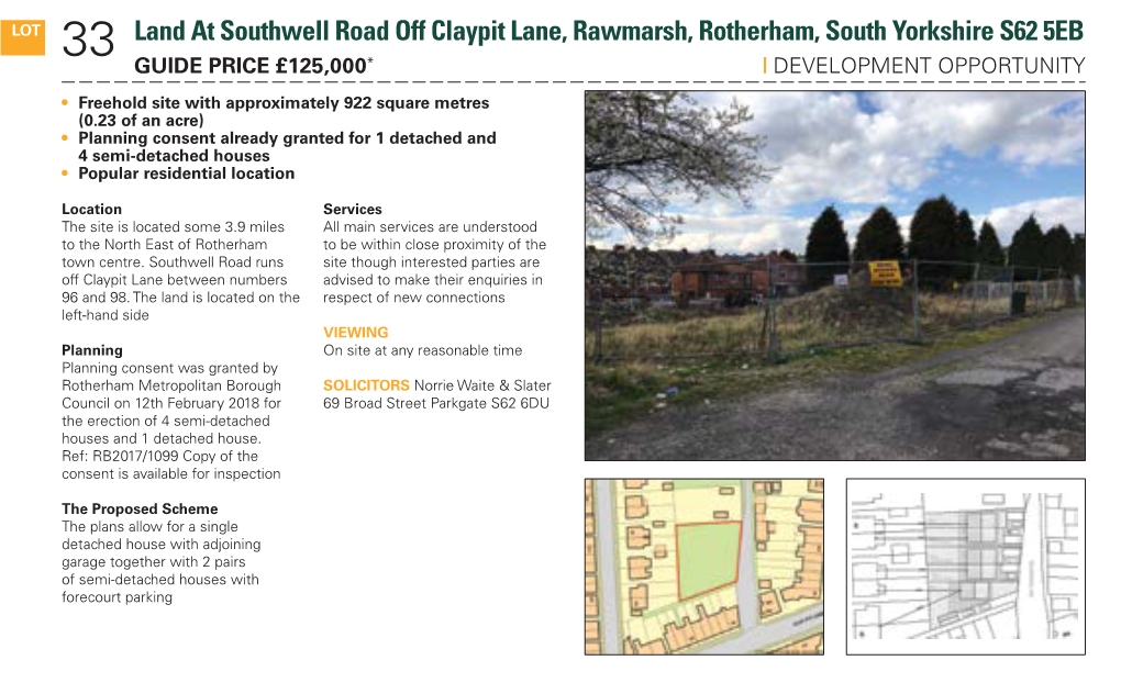 33 Land at Southwell Road Off Claypit Lane, Rawmarsh, Rotherham