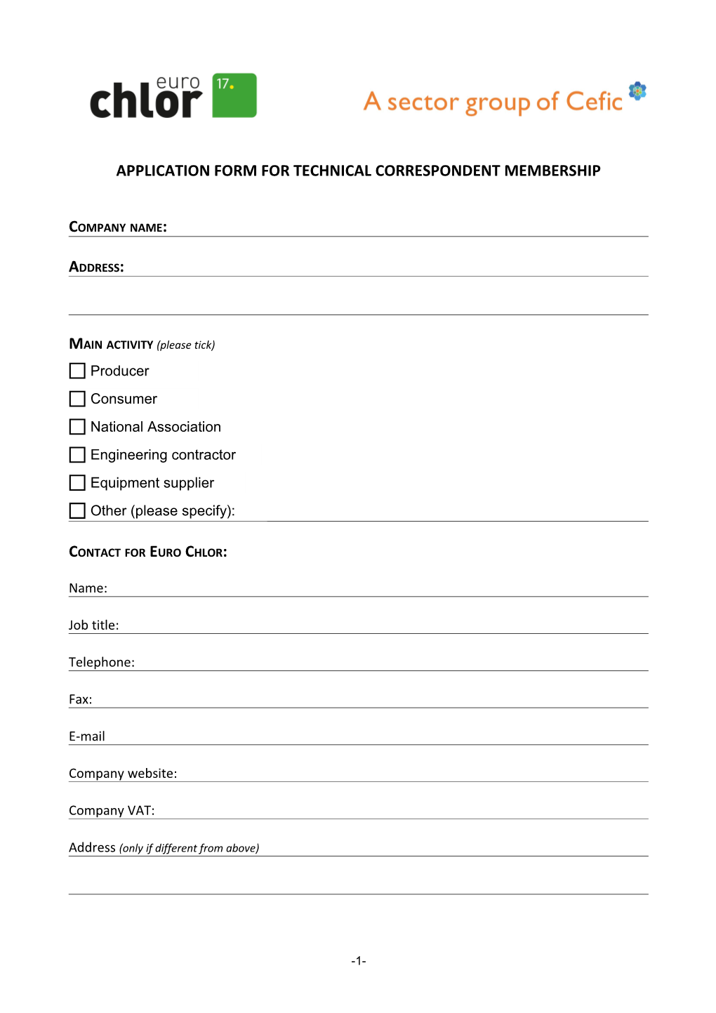 Application Form For