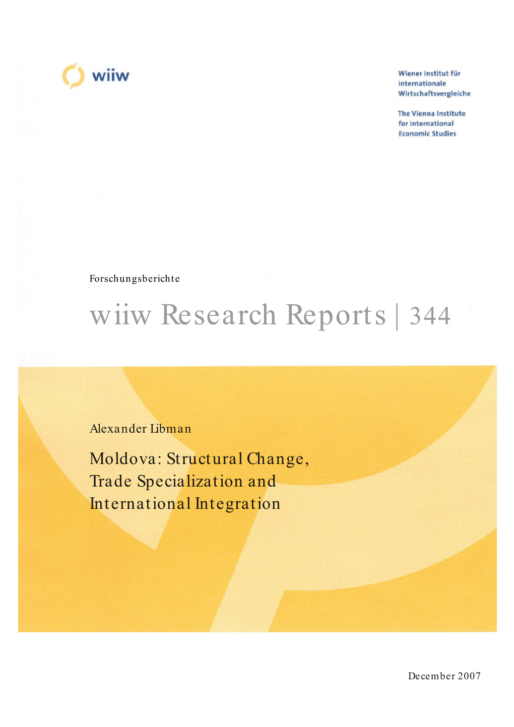 Moldova: Structural Change, Trade Specialization and International Integration