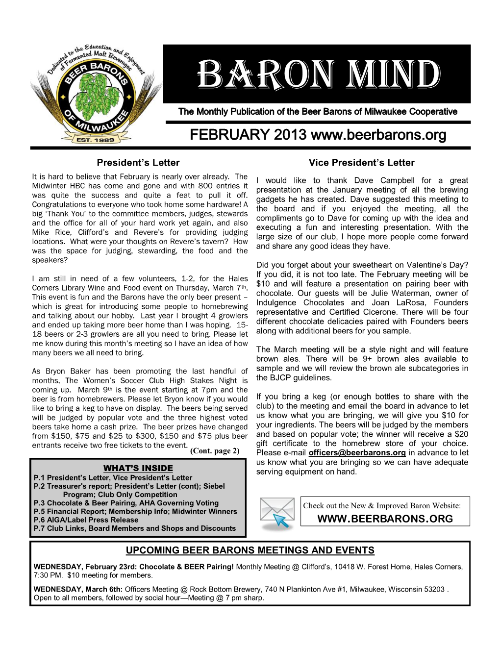 Baron Mind Monthly Newsletter