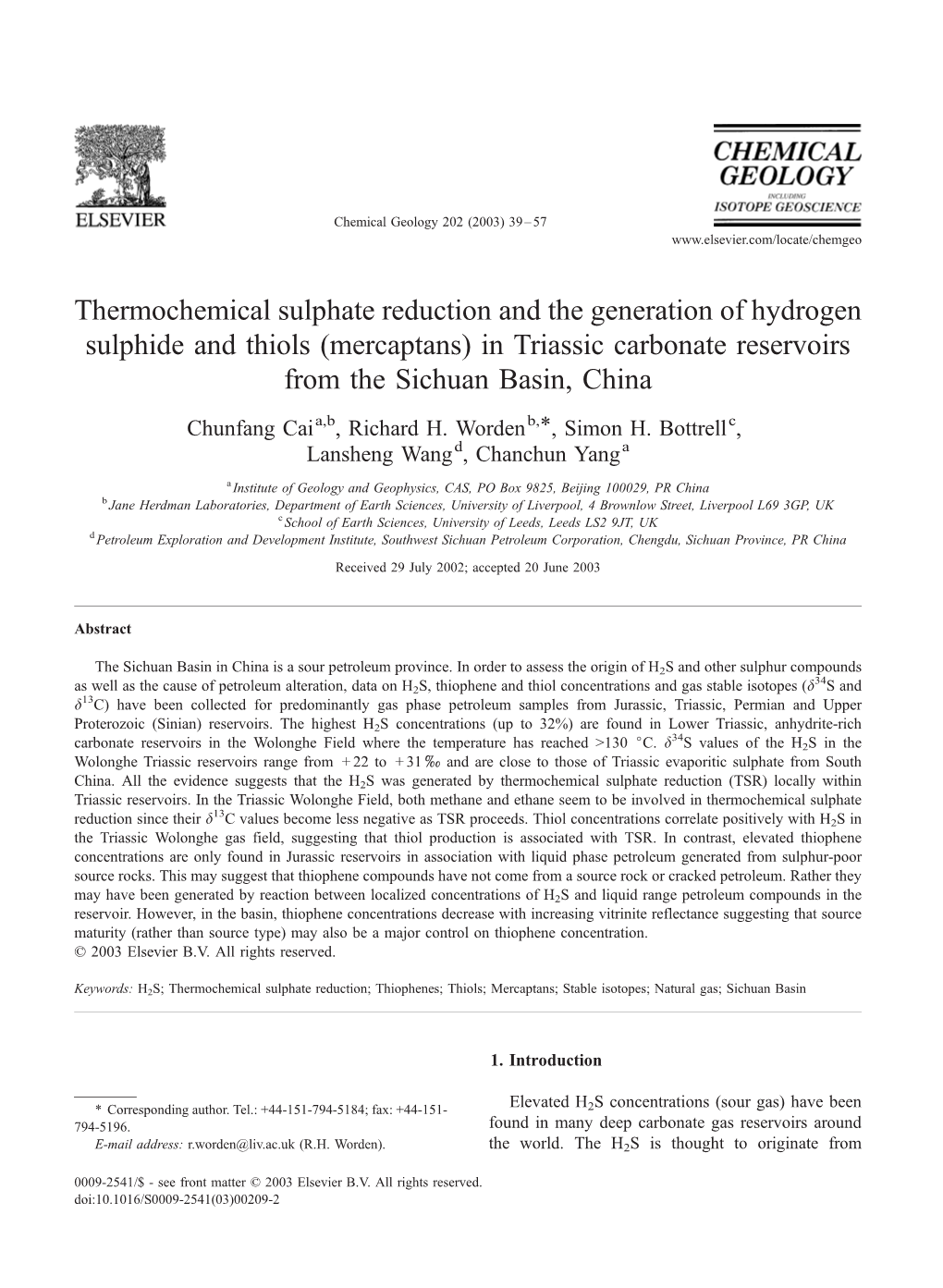 In Triassic Carbonate Reservoirs from the Sichuan Basin, China