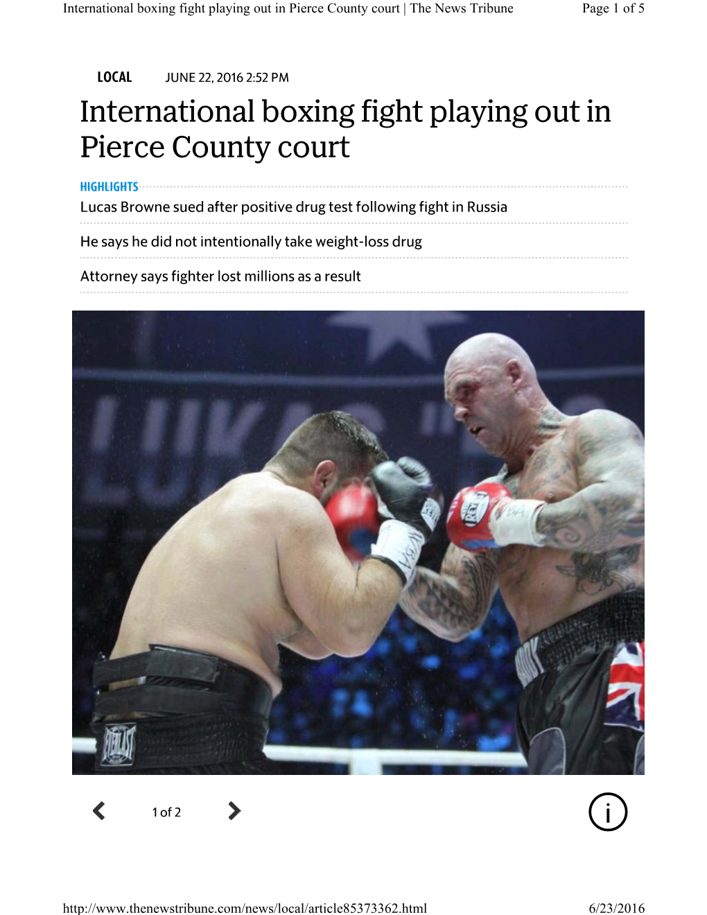 International Boxing Fight Playing out in Pierce County Court | the News Tribune Page 1 of 5