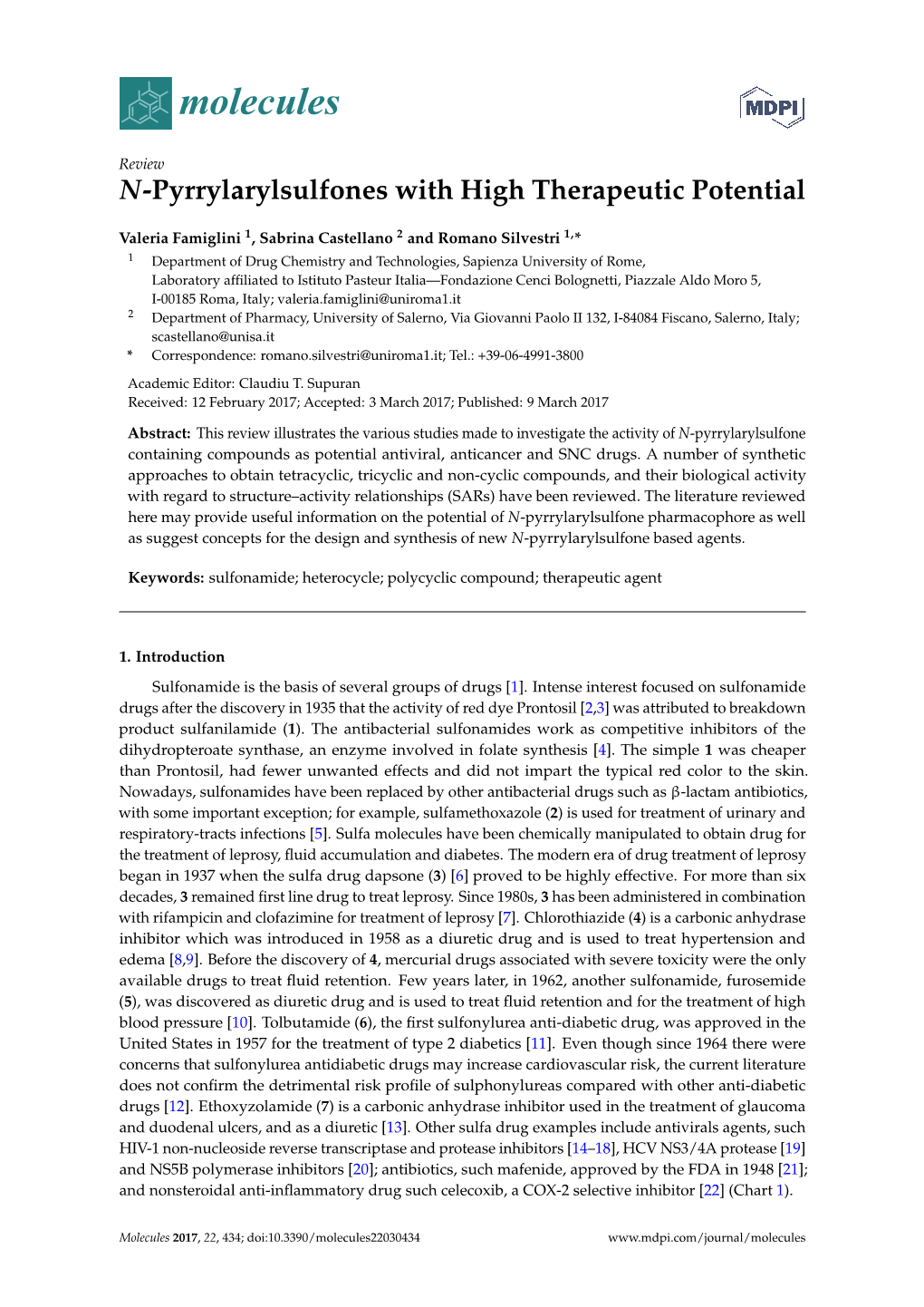 N-Pyrrylarylsulfones with High Therapeutic Potential