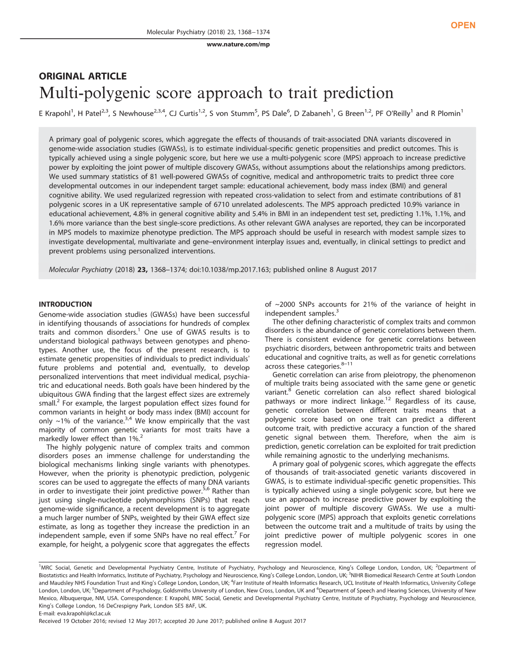 Multi-Polygenic Score Approach to Trait Prediction