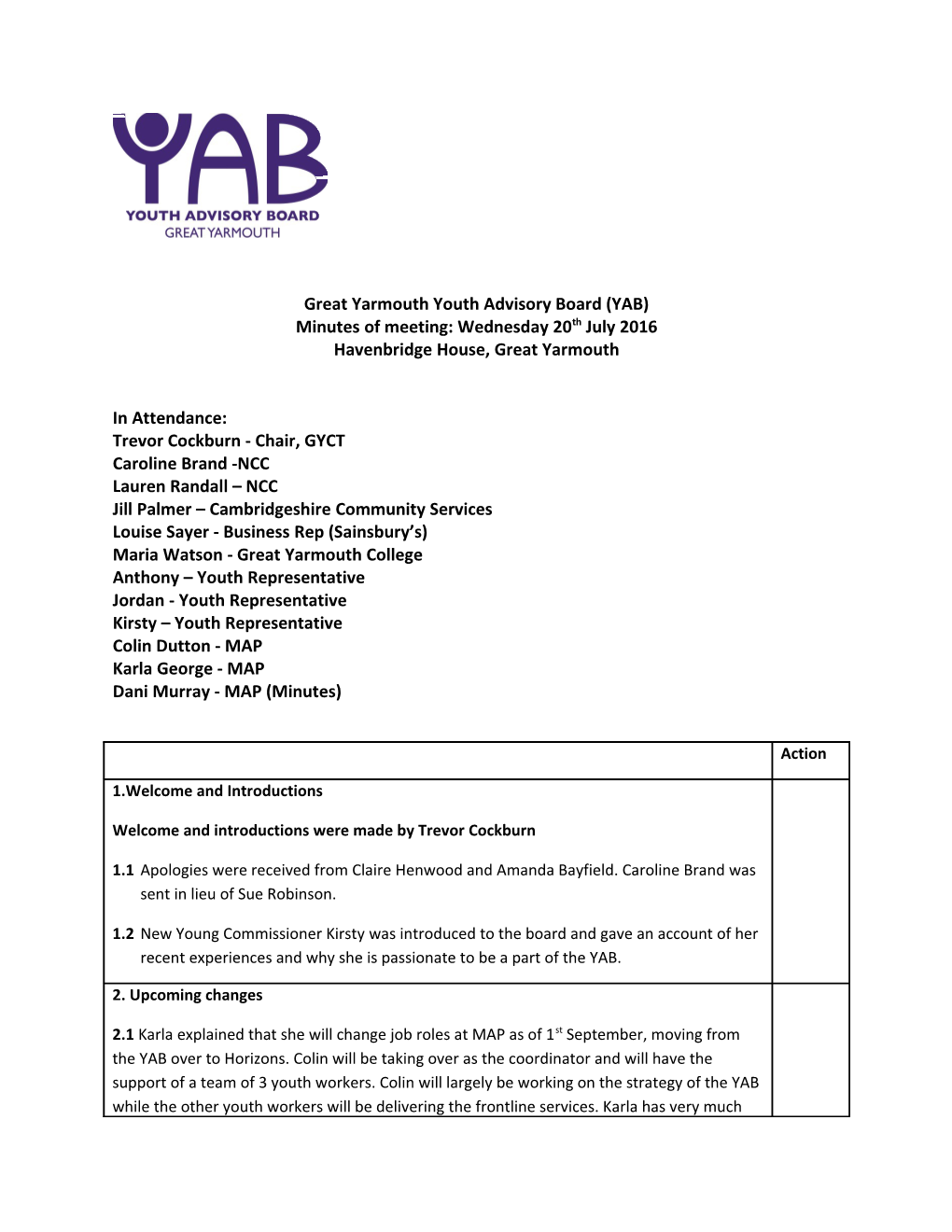 Great Yarmouth Youth Advisory Board (YAB)