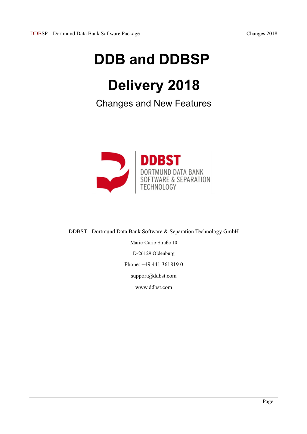 DDB and DDBSP Delivery 2018 Changes and New Features