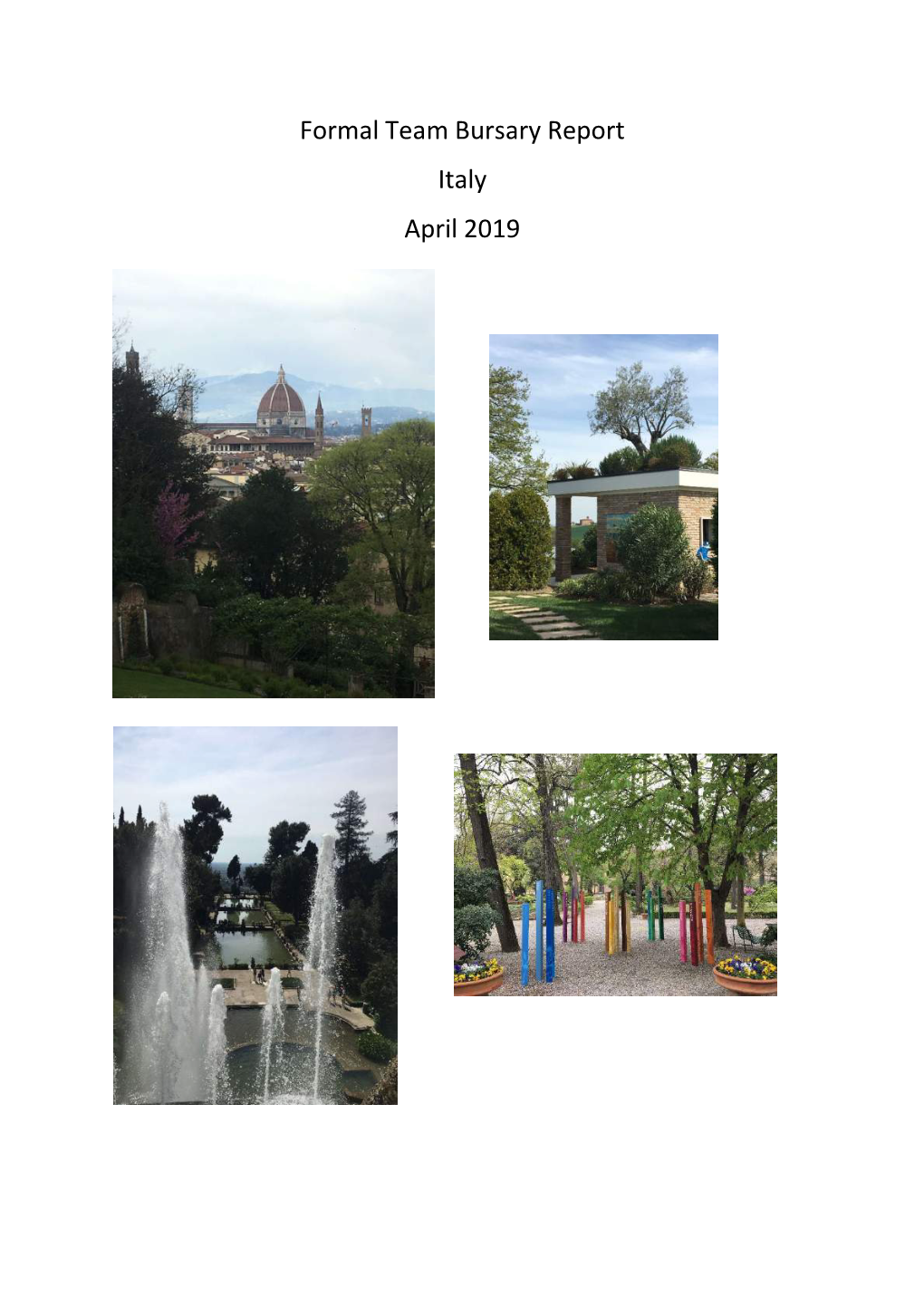 Formal Team Bursary Report Italy April 2019