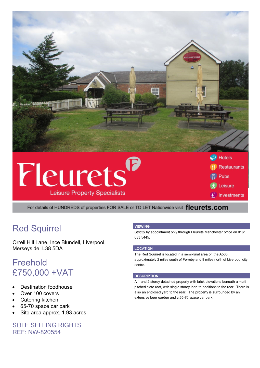Red Squirrel Strictly by Appointment Only Through Fleurets Manchester Office on 0161 683 5445
