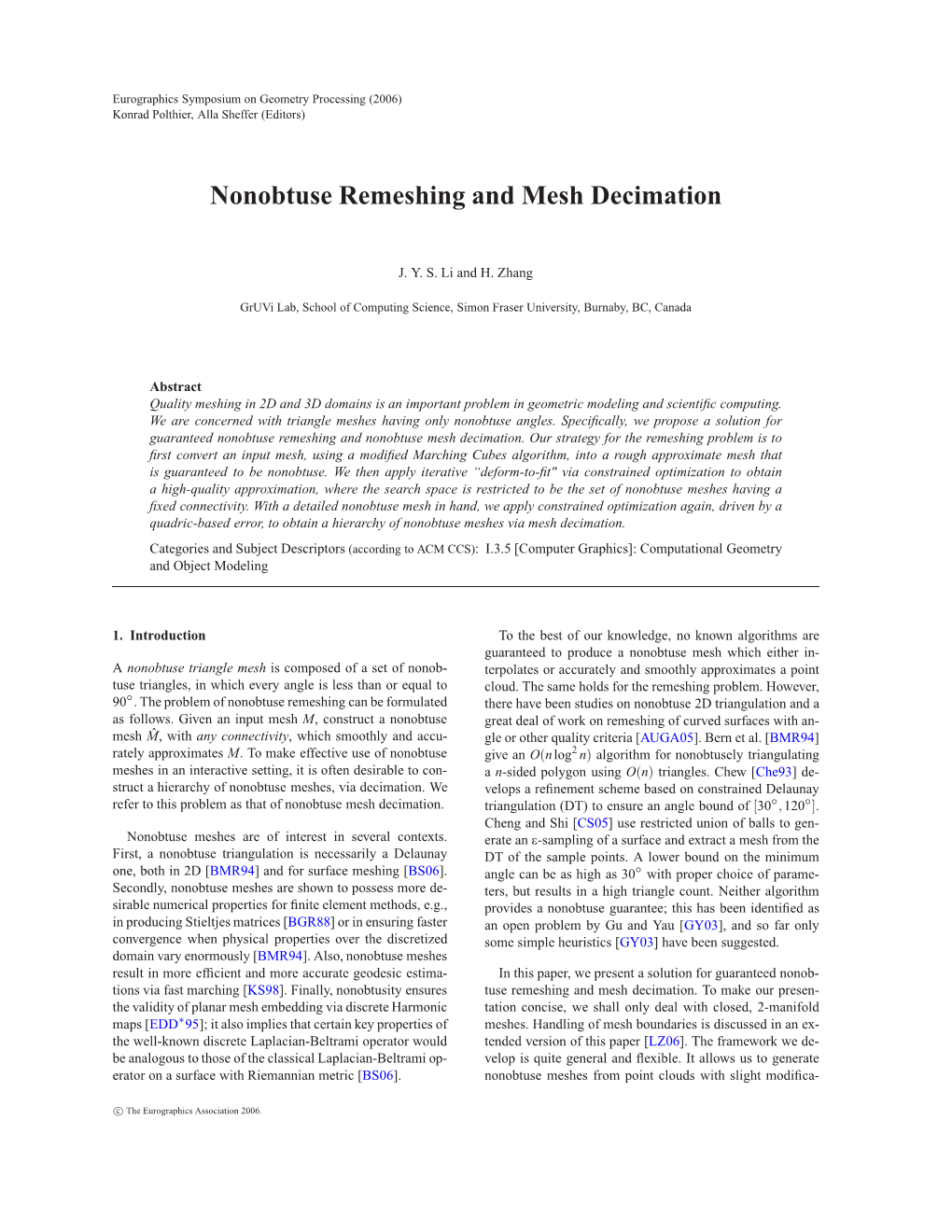 Nonobtuse Remeshing and Mesh Decimation