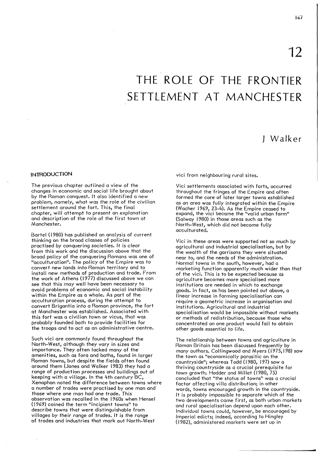 12 the Role of the Frontier Settlement at Manchester