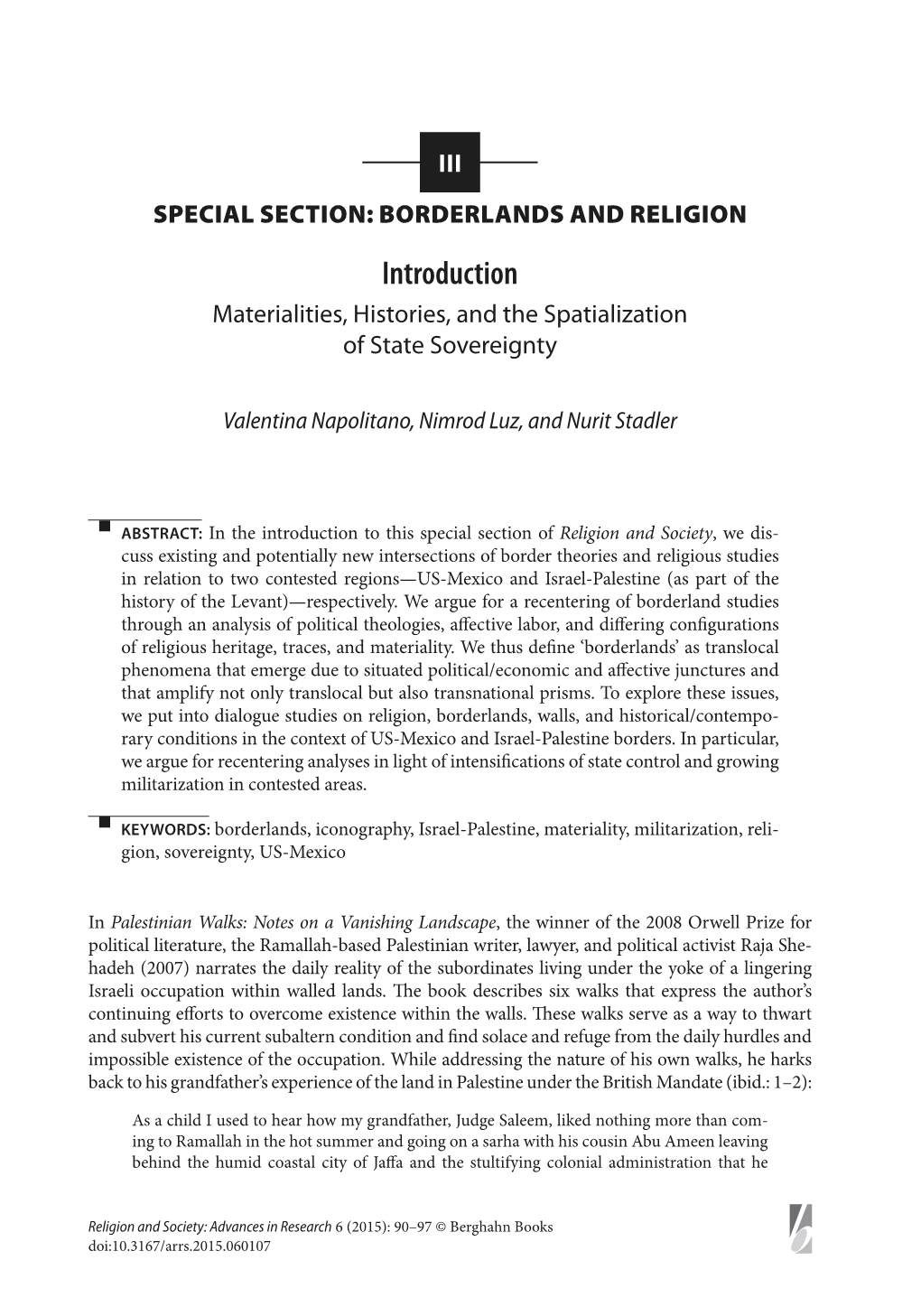 Introduction Materialities, Histories, and the Spatialization of State Sovereignty