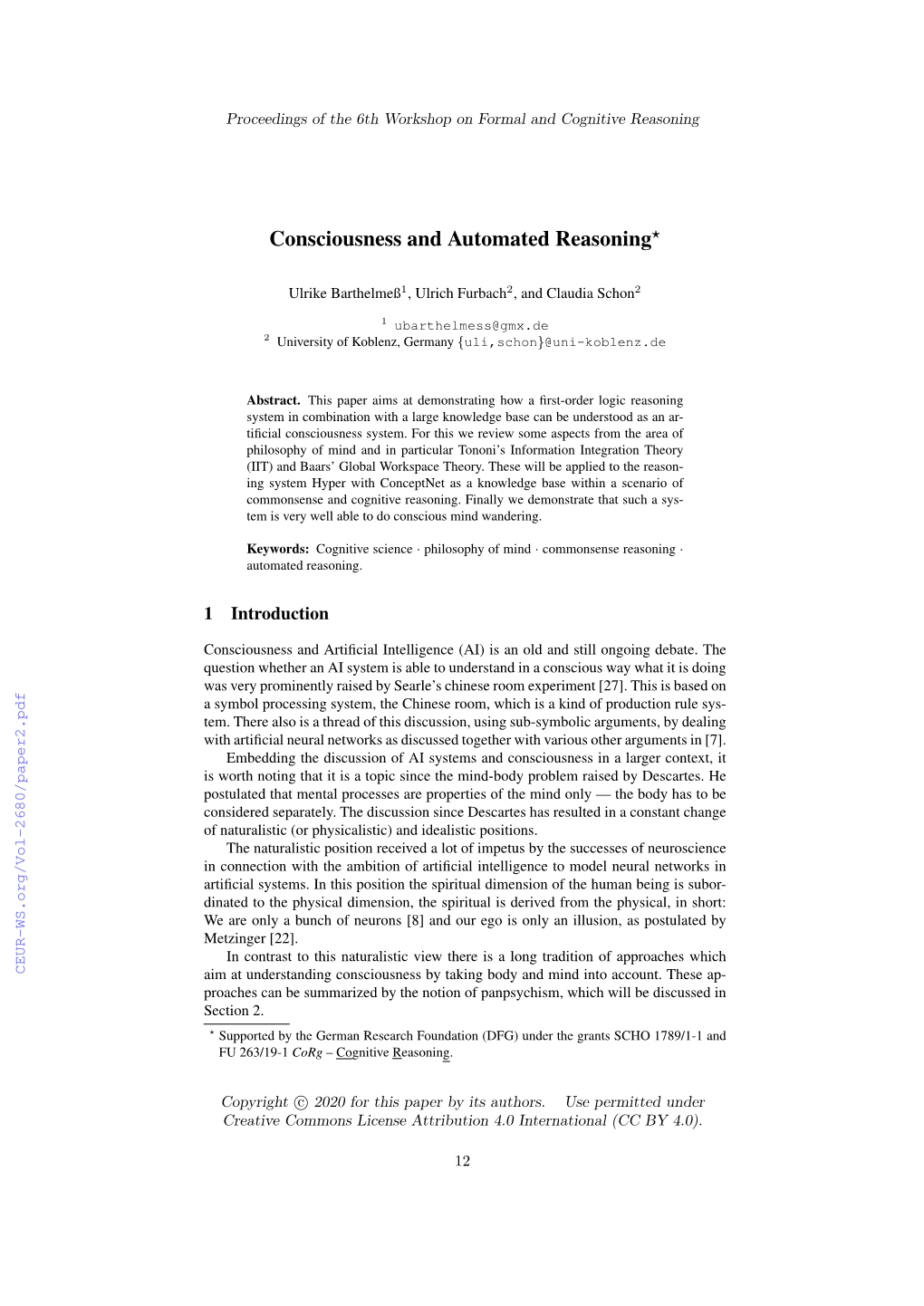 Consciousness and Automated Reasoning?
